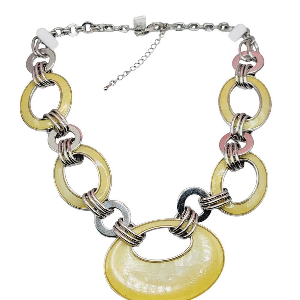 Vintage Designer LIA‎ SOPHIA Golden Yellow Enamel 23.5” STATEMENT Necklace